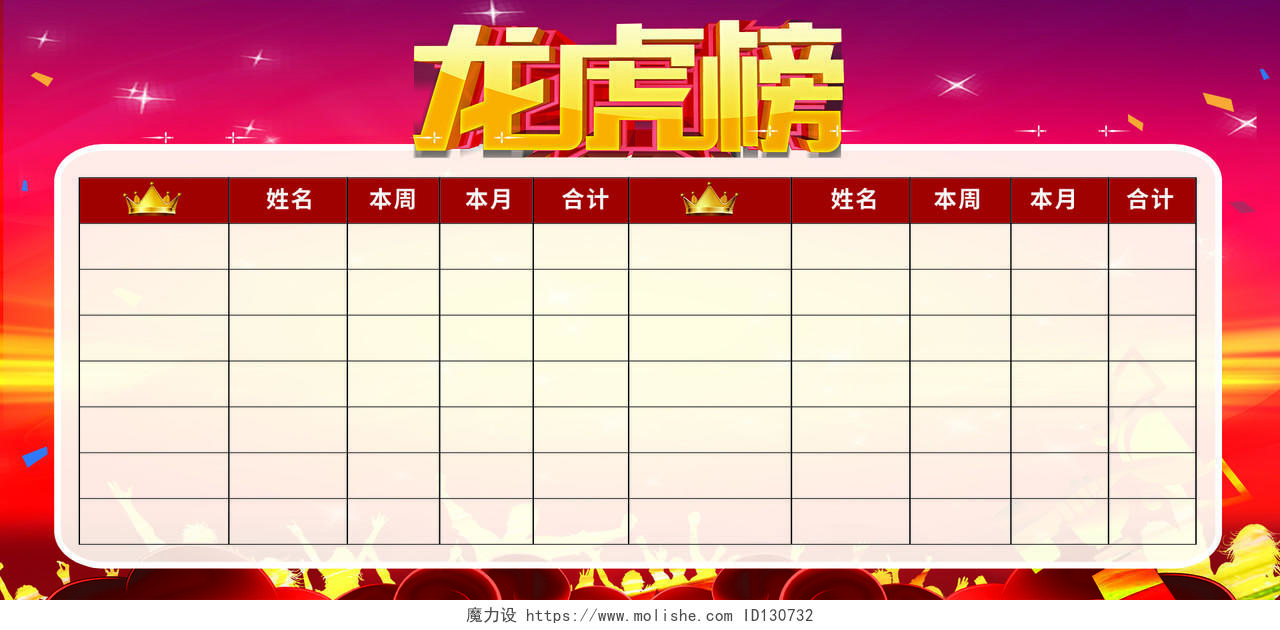 红色喜庆背景龙虎榜榜单排名销售业绩榜单表格展板宣传龙虎榜展板